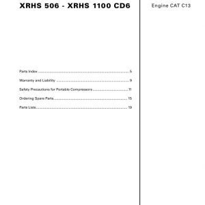 Atlas Copco Portable Compressors XRHS 506 XRHS 1100 CD6 Parts List 2955 0250 02 2007