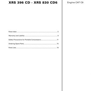 Atlas Copco Portable Compressors XRS 396 CD XRS 830 CD6 Parts List 2955 0450 01 2007