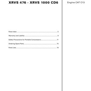 Atlas Copco Portable Compressors Xrvs 476 Xrvs 1000 Cd6 Parts List 2955 0240 02 2007