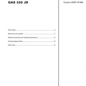 Atlas Copco Portable Generators QAS 330 JD Parts List 2955 1380 00 2007
