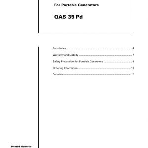 Atlas Copco Portable Generators QAS 35 Pd Parts List 2955 0330 01 2006