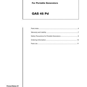 Atlas Copco Portable Generators QAS 45 Pd Parts List 2955 0590 02 2006