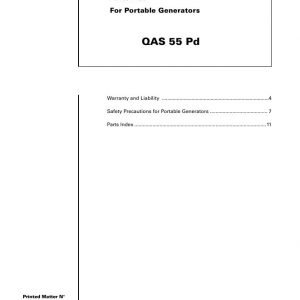 Atlas Copco Portable Generators QAS 55 Pd Parts List 2955 0340 00 2005