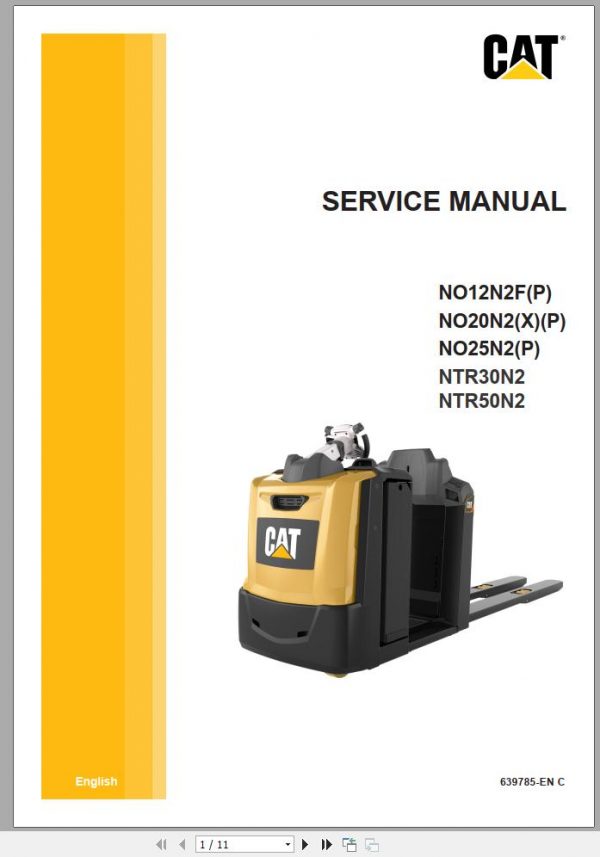 CAT Forklift NO12N2FP NO20N2XP NO25N2P NTR30N2 NTR50N2 Operation Maintenance Service Manual EN ES PT 2