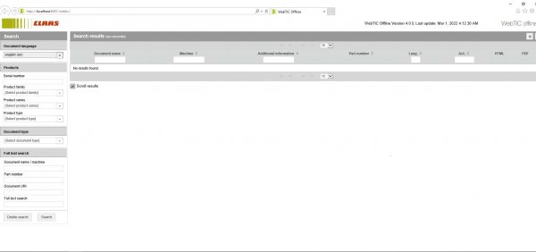 CLAAS WebTIC Offline EN 03.2022 Operator Manual Repair Manual Service Documentation EN DVD 1