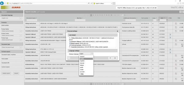 CLAAS WebTIC Offline EN 03.2022 Operator Manual Repair Manual Service Documentation EN DVD 4
