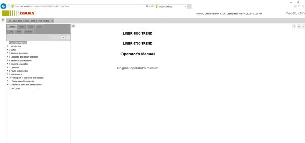 CLAAS WebTIC Offline EN 03.2022 Operator Manual Repair Manual Service Documentation EN DVD 5