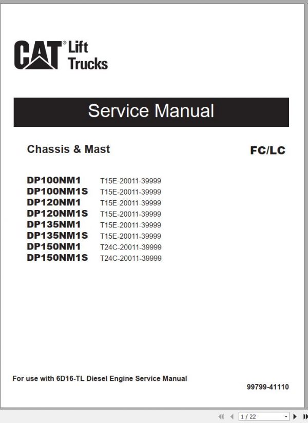 Caterpillar Forklift DP100NM1S Service Manual Operation Maintenance Manual 01.2020 4