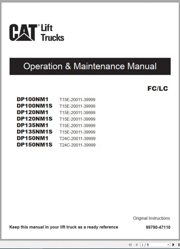 Caterpillar Forklift DP150NM1S Service Operation Maintenance Manual 01 1