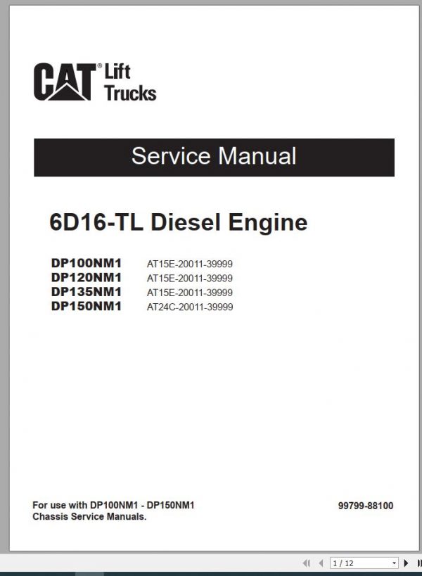 Caterpillar Forklift DP150NM1S Service Operation Maintenance Manual 01 2