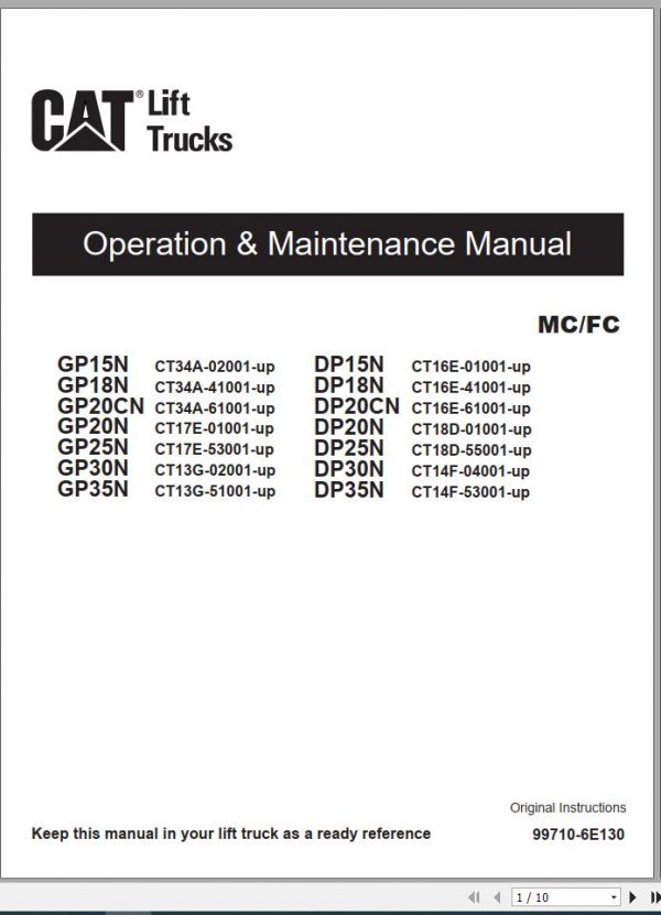 Caterpillar Forklift DP20N DP30N DP35N Service Operation Maintenance Manual 04 3
