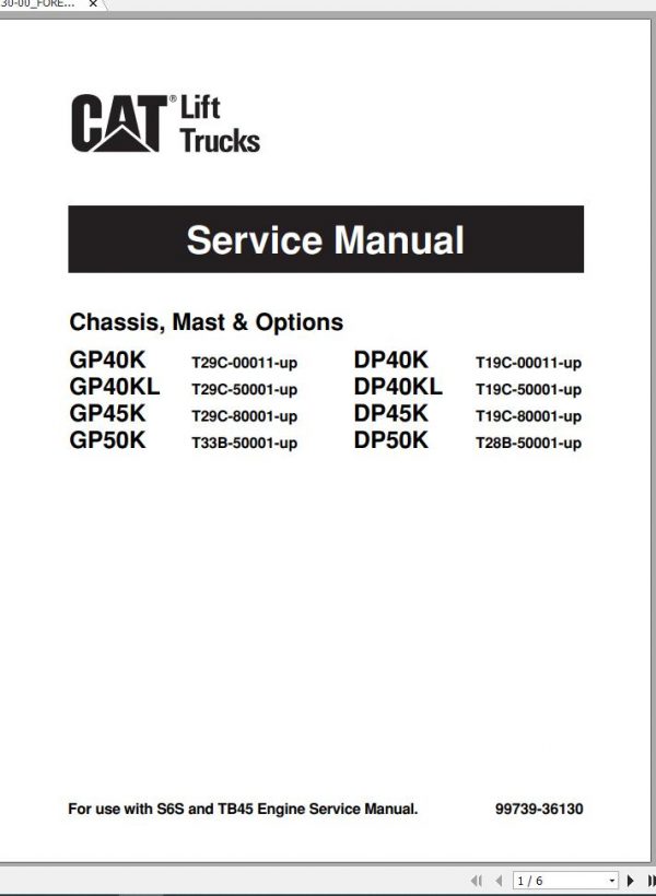 Caterpillar Forklift DP40K DP40KL Service Manual EN FR