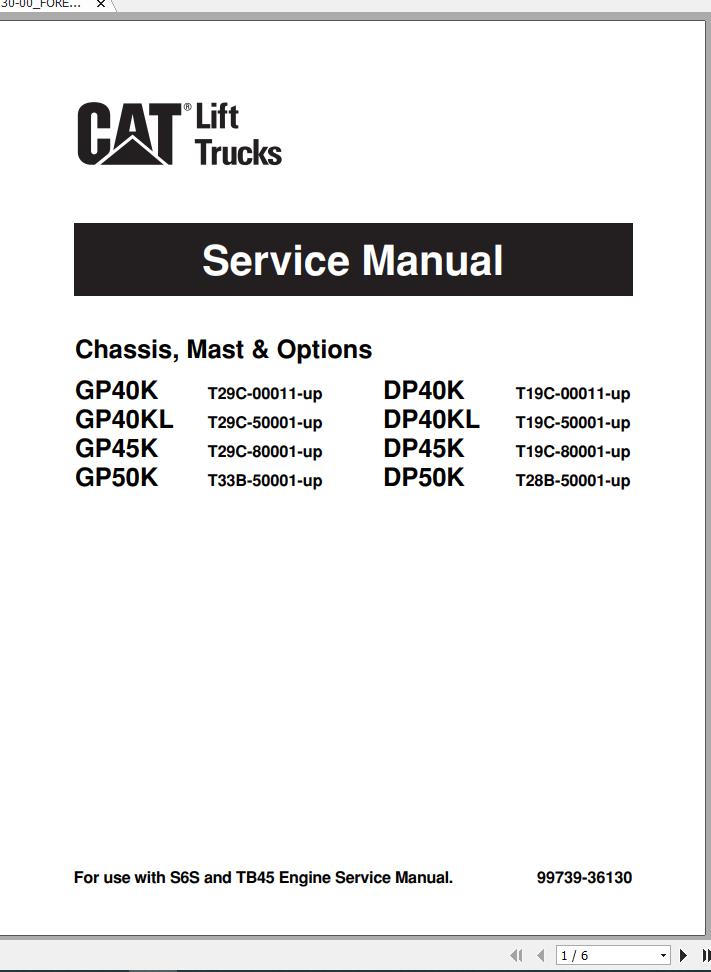 Caterpillar Forklift DP40K DP40KL Service Manual EN FR 3