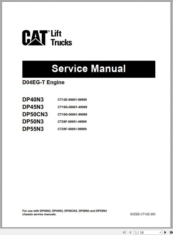 Caterpillar Forklift DP40N3 Service Manual 06 1