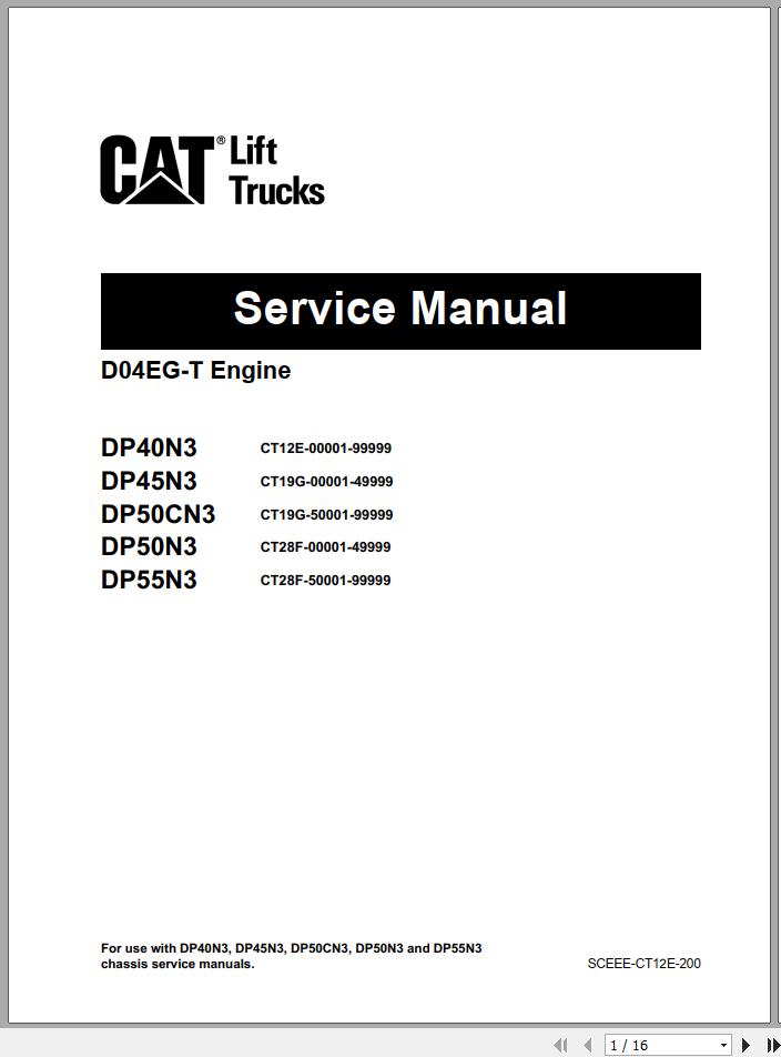 Caterpillar Forklift DP40N3 Service Manual 06 1