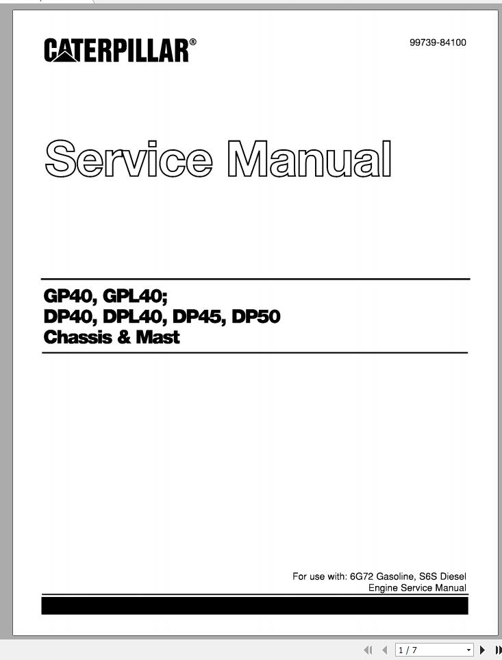 Caterpillar Forklift DP45 Service Manual 2