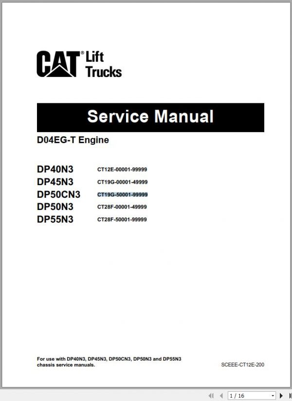 Caterpillar Forklift DP50N3 Service Manual 06 1