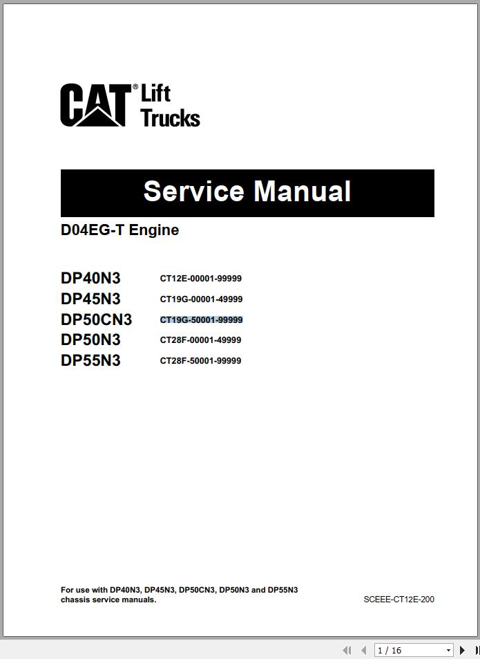 Caterpillar Forklift DP50N3 Service Manual 06 1