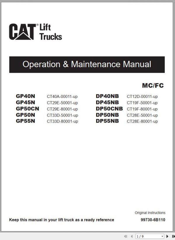 Caterpillar Forklift DP50NB Service Operation Maintenance Manual 11 1