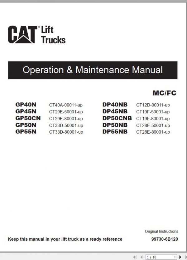 Caterpillar Forklift DP50NB Service Operation Maintenance Manual 11 3