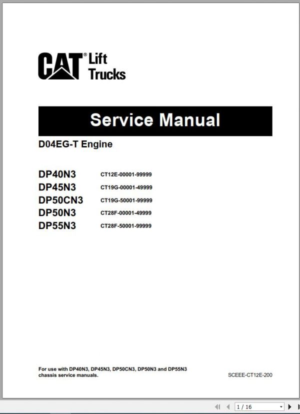 Caterpillar Forklift DP55N3 Service Manual 06 1