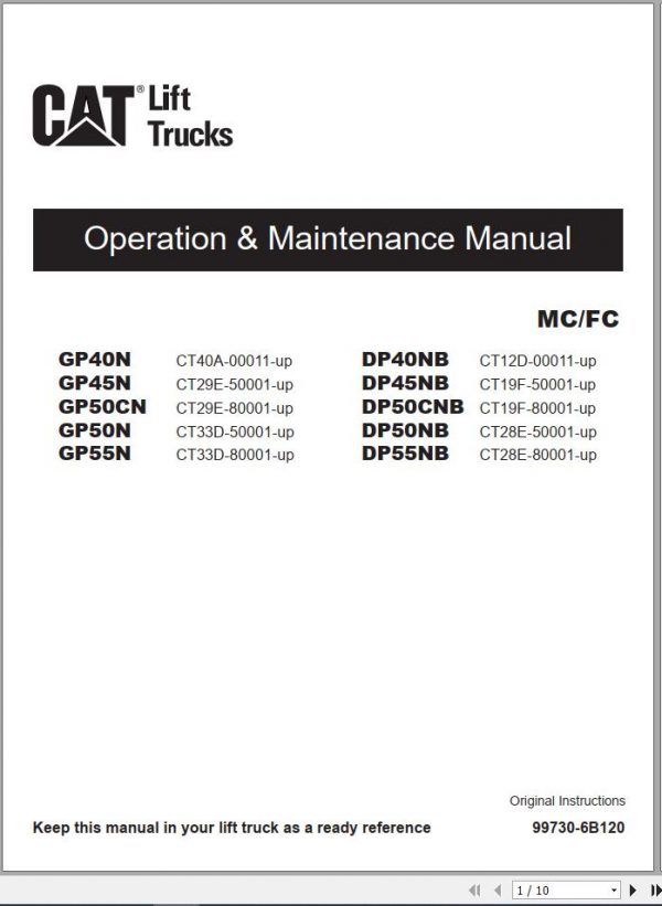 Caterpillar Forklift DP55NB Service Operation Maintenance Manual 11 1