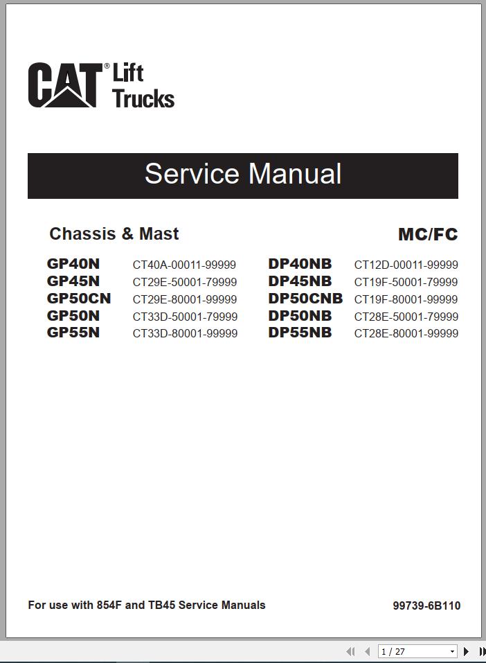 Caterpillar Forklift DP55NB Service Operation Maintenance Manual 11 2