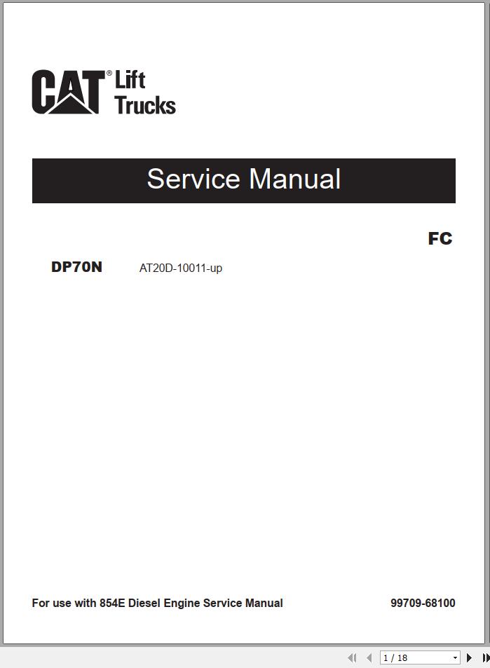 Caterpillar Forklift DP70N Service Manual Operation Maintenance Manual 11 1