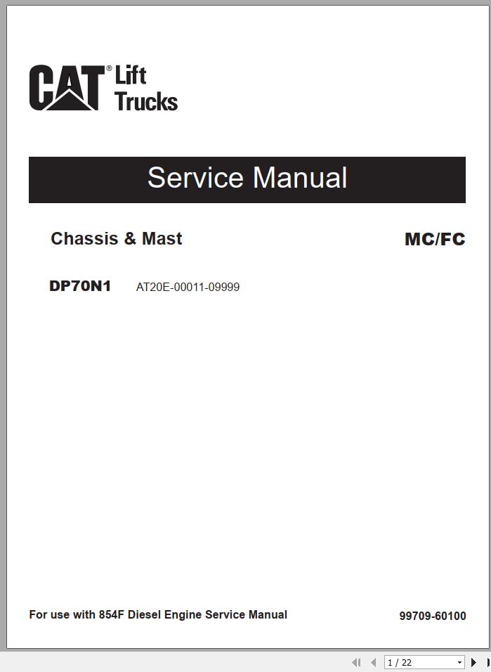 Caterpillar Forklift DP70N1 Service Manual 11 2