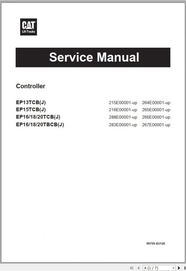 Caterpillar Forklift EP13TCBJ EP20TBCBJ Service Operation Maintenance Manual 06 2