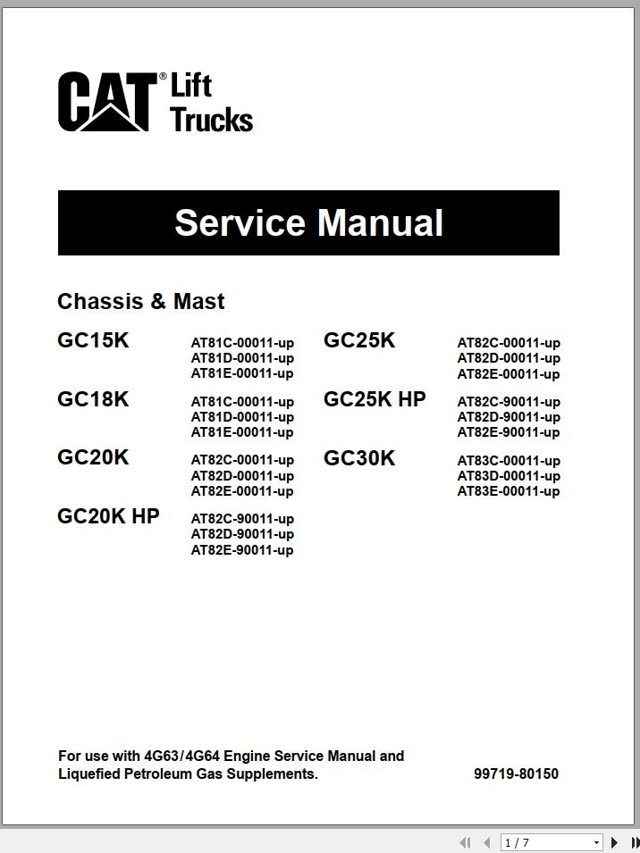 Caterpillar Forklift GC15K Service Manual 2010 1