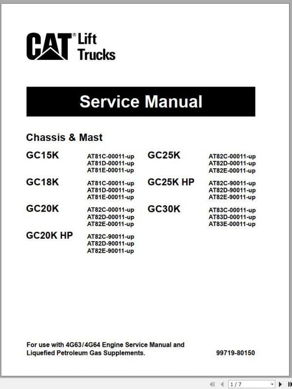 Caterpillar Forklift GC18K Service Manual 2010 1