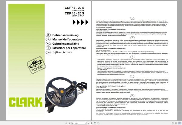 Clark Forklift DVD PDF 2021 German CD Service Manual Operator Manual 5