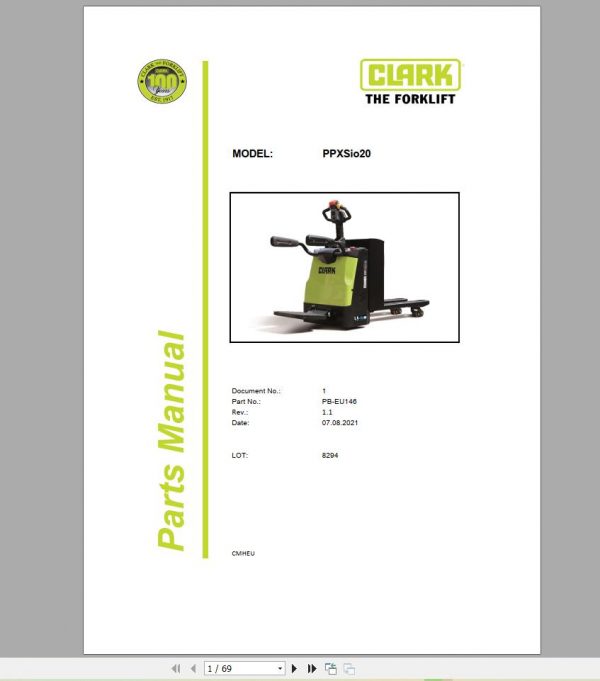 Clark Forklift PDF 2022 German DE Service Manual Parts Catalogs Operator Manual DVD 3