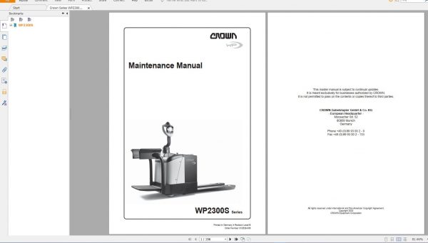 Crown Forklift 338GB PDF Service Part Manual DVD 3