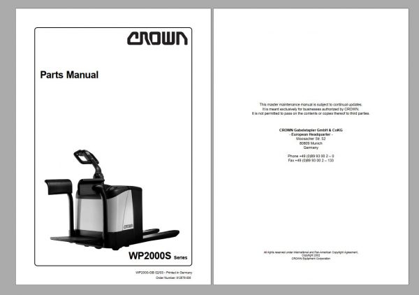 Crown Forklift 338GB PDF Service Part Manual DVD 6