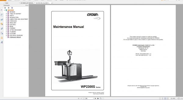 Crown Forklift TIL 2012 Service and Parts MANUALS DVD VERSION