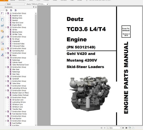 Deutz Diesel Engine 171 MB PDF New Model Updated Parts Catalogues CD 6