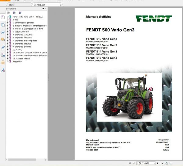 FENDT TRACTOR 17.1 GB PDF Updated 2022 Italian Languages Diagrams Operator Manual Workshop Manuals IT DVD 1