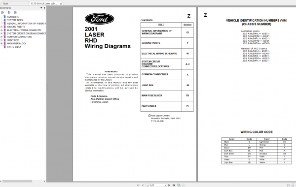 FORD LASER Overhaul Manual Repair Manual Wiring Diagram 2