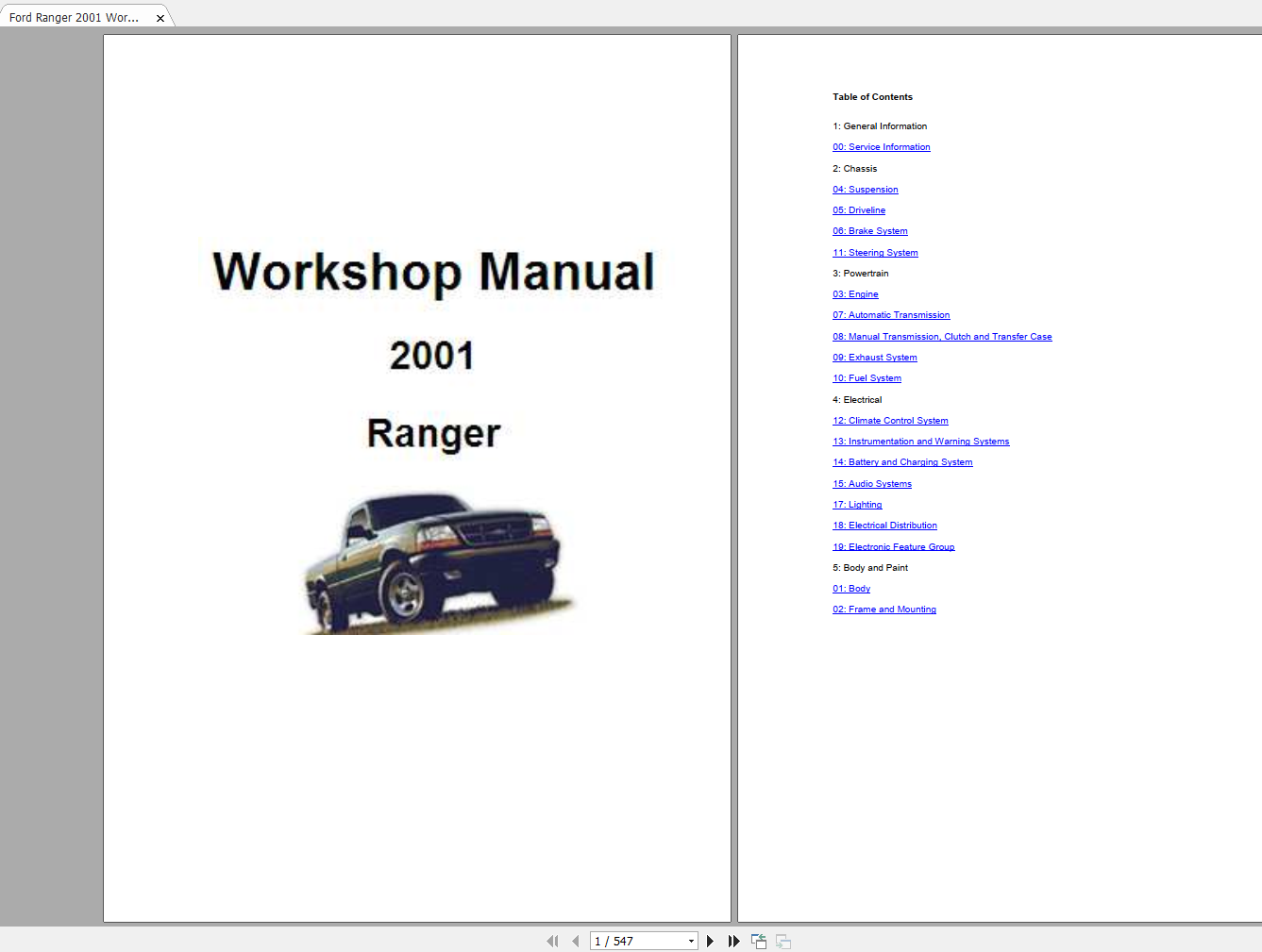 FORD RANGER EVEREST 2001 2017 Wiring Diagram 1
