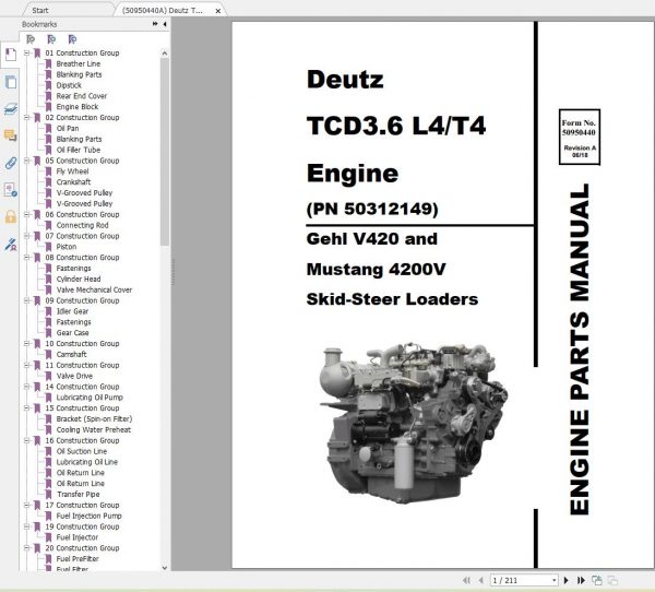GEHL Heavy Equipment Engine 2022 PDF Parts Manual