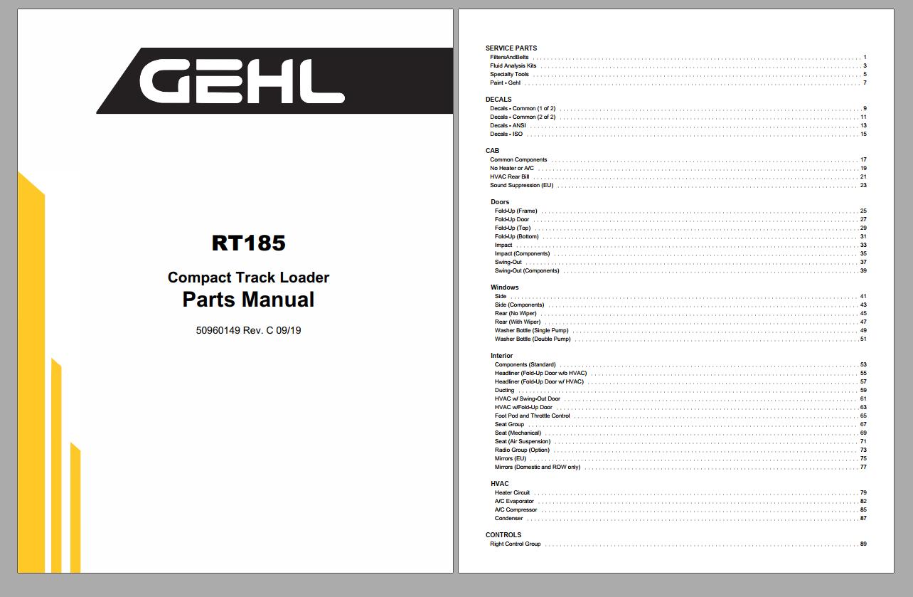 GEHL Heavy Equipment Track Loader 2022 PDF Parts Manual