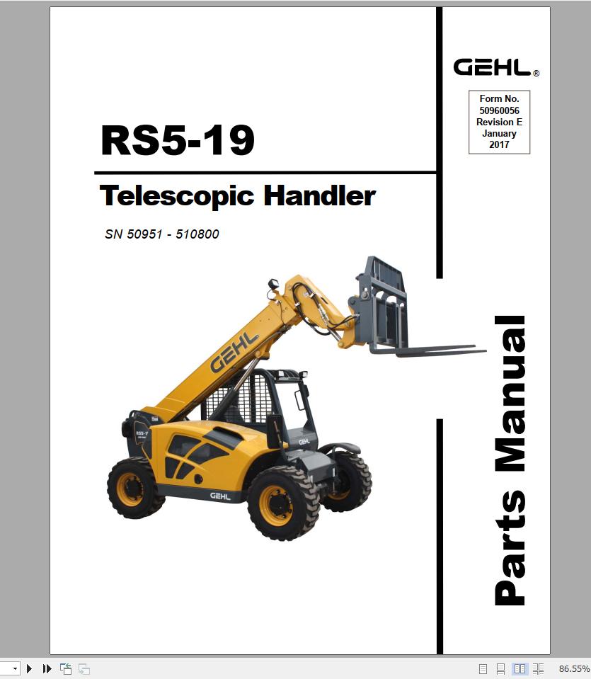 GEHL Machinery Heavy Equipment 2022 Part Catalog Manuals PDF DVD