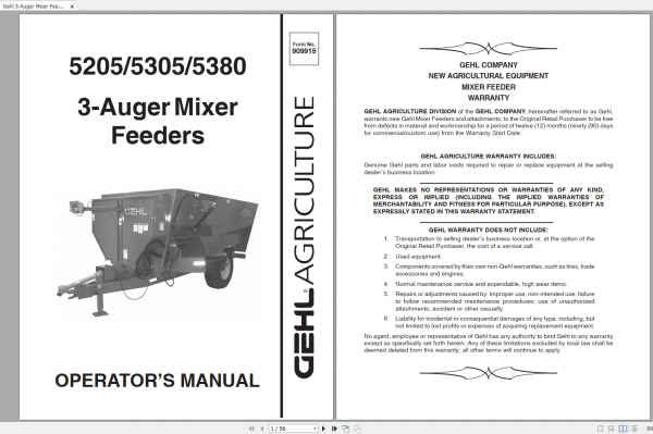 Gehl Heavy Equipment Agricultural Legacy Updated 2022 PDF Operators Manual 0