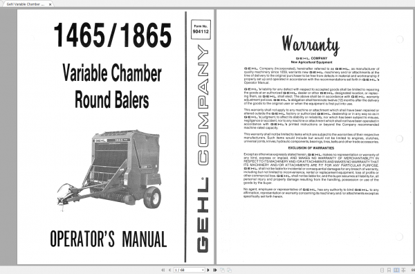 Gehl Heavy Equipment Agricultural Legacy Updated 2022 PDF Operators Manual 3
