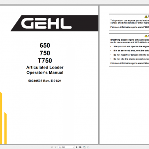 Gehl Heavy Equipment Articulated Loader Updated 2022 PDF Operators Manual 1cc656efc669b8611