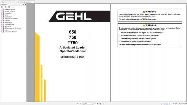 Gehl Heavy Equipment Articulated Loader Updated 2022 PDF Operators Manual 1cc656efc669b8611