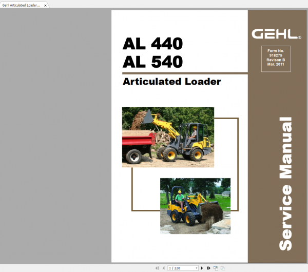 Gehl Heavy Equipment Articulated Loader Updated 2022 PDF Service Manual 0