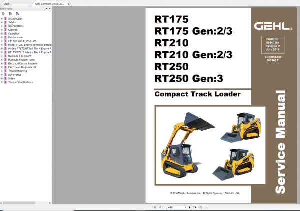 Gehl Heavy Equipment Backhoe Loader Compact Track Loader Updated 2022 PDF Service Manual 1
